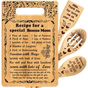 Great Gifts for Bonus Mom from Daughter Son Dad Best Bonus Mom Ever Gifts Christmas Birthday Gifts for Bonus Mom Bonus Mother New Mom Stepmom to My Mom Cutting Boards