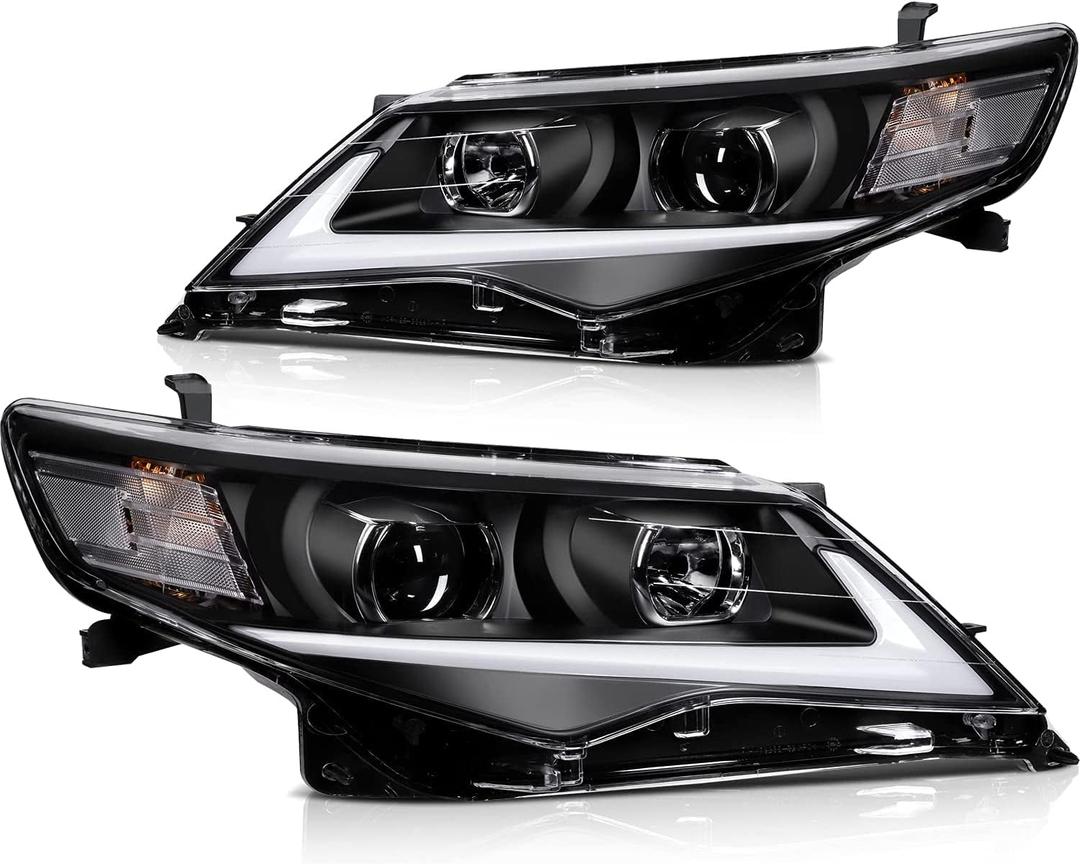 ECCPP Headlights for 2012-2014 for Toyota Camry Pair Headlight Assembly Black Housing Clear Reflector 8115006800 (Bulbs Not Included)