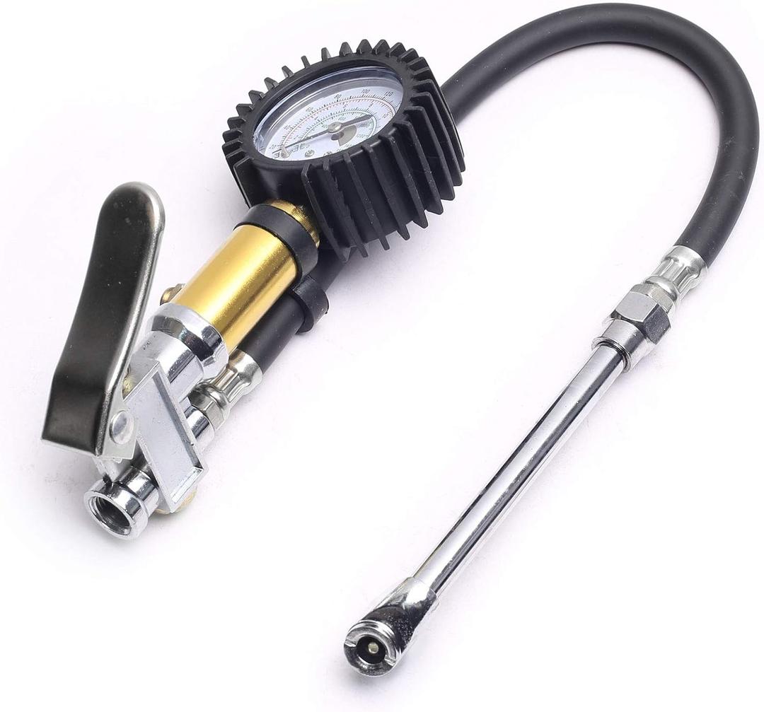 DEVMO PRO AIR TIRE INFLATOR with DIAL Gauge Dual Chuck Compressor TIRE Ball Bike INFLATOR 220 PSI Heavy Duty