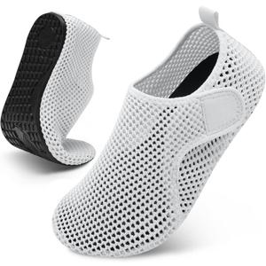 Scurtain Barefoot Water Shoes for Women Men Beach Swim Aqua Socks Summer Quick-Dry Sandals Slippers (7-8 Women/5.5-6.5 Men, Meshwhite)