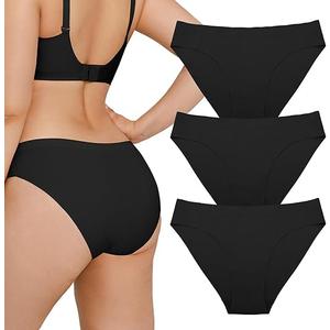 Popilush Seamless Underwear For Women No Show Cotton Hipster Bikini Breathable Comfortable Panties Soft Undies 3pack XL