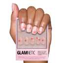 Glamnetic Press On Nails - Pretty Bloom | Short Squoval Nails with Flower Accents, Reusable Stick On Fake Nails with Glue | Love In Bloom Valentines Nails | 15 Sizes - 30 Nail Kit with Glue