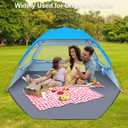 Gorich Beach Tent Sun Shelter for 3 with UPF 50 UV Protection, Lightweight & Easy Setup Beach Shade Canopy, Portable Beach Shade Tent Beach Cabana, Blue, 3 Person
