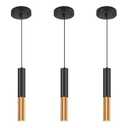 XIYAZG Modern Black Pendant Light Fixture for Kitchen Island, 1-Light Pendant Lighting, Lights Cord Adjustable, Matching GU10 lamp Holder,for Living Room Bedroom Dining Room (Black&Gold-3Pack)