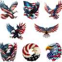 4th of July Hanging Ornament Eagle American Flag Designs Decoration DlY Crafts 8Pcs Patriotic Hanging Ornaments Mini Acrylic Pendant for Holiday Independence Day Themed Party Decor Accessories