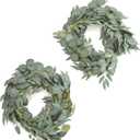 Ling's Moment Eucalyptus Garland for Table, 5.9ft Sage & Green Fake Eucalyptus Wreaths with Willow, 2pcs Real Touch Leaf Garland for Wedding Centerpieces Arch Rehearsal Dinner Bridal Shower