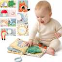 Macabaka Montessori Soft Baby Book - Sensory Book for Babies 0-12 Months with Crinkle Paper, Touch & Feel Textures, Baby Safe Mirror & Teether. Educational Infant Toys for Tummy Time, Newborn