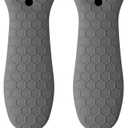 Patelai 2pcs Silicone Handle Cover for Cast Iron Skillet Kitchen Silicone Handles for Pots and Pans Non-Slip Pot Holder Sleeve for Fry Pan Griddles Metal Aluminum Cookware (Gray)