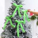Hoteam 12pcs Large Furry Christmas Bows 11 x 18 Inch Faux Fur Tree Topper Decorations Rustic Fluffy Ornaments for Christmas Tree Wreath Door Porch Farmhouse Holiday Party Decor(Green)