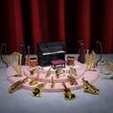 Civaner 24 Pcs Dollhouse Musical Instruments Christmas Miniature Violin Piano Trumpet Saxophone Electric Guitar Tiny Instruments Set for Xmas Party Gift Mini House Musical Room Succulent Garden