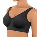FeelinGirl Bras for Women No Underwire Full Coverage Bralette Wireless Seamless Comfy Sleep Bra Plus Size Black XXL