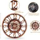 WrtmyR Outdoor Wall Clock Waterproof, 12 Inch Silent Non-Ticking Battery Operated Outside Clock, Decor Clock for Patio, Pool, Garden, Fence, Porch, Lanai, Farmhouse Decor (Red Copper)