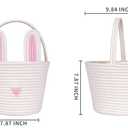 CubesLand Easter Bunny Basket Easter Buckets for Kids with Ear, Easter Egg Hunt Basket Bags Easter Gifts for Girls Baby Kids Children Pink White 9.8 x 7.8 x 7.8