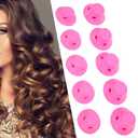 10-Piece Heatless Rollers Curlers Hair Set with Large and Small Soft Silicone Rollers for Overnight Curls, No Heat Styling (pink)
