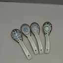 4Pcs Asian Soup Spoon,Chinese Ceramic Soup Spoons,Non-Slip Japanese Soup Spoon,Ramen Spoons with Hook for Rice Pho Miso Soup Wonton Noodle (4, Japanese Blue & White)