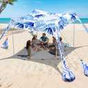 2PM SPORTS Beach Tent Sun Shelter 10x10 FT - UPF 50+ UV Protection, 8 Sandbags, Easy Setup, Portable Beach Shade Canopy for Family Picnic Camping Travel