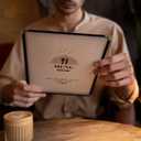 25 Restaurant Menu Covers 8.5'' x 11'', Double Stitched Single Pocket Menu Holder with Golden Corners, Clear Viewing Surfaces