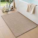 DEXI Bathroom Rugs 16x24, Non Slip Washable Bath Mat, Absorbent Chenille Bathmat, Ultra Soft Thick Carpet for Tub Shower Floor, Dark Beige