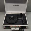 Vinyl Record Player with Built-in Speakers 3-Speed Vintage Record Player Bluetooth Portable Suitcase Turntable Belt-Driven LP Player Support RCA Output and Headphone Output (White Rose Gold)