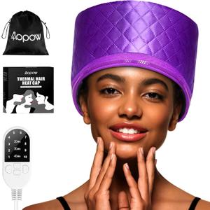 Thermal Steam Cap for Natural Hair Treatment: 10Level Heating Cap for Deep Conditioning and Hair Steaming  Quick HeatUp, Purple