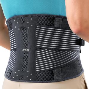 Rakiie Slim Back Brace for Lower Back Pain Relief, Lightweight & Breathable Back Support Brace for Men Women, Ergonomic Light Lumbar Support for Everyday Wear, Light Gray XXL