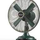 AMACOOL Oscillating Vintage Fan, All Metal 8" Retro Table Top Fan, Adjustable Head Tilt, Quiet 3 Speeds Plug-In Desk Fan for Bedroom Home Office & Kitchen (Dark Green)
