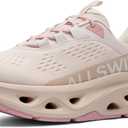 ALLSWIFIT Women's Slip On Walking Shoes Cushioning Hands Free Non Slip Breathable Comfort Workout Running Jogging Gym Athletic Tennis MoveSlide Fashion Sneakers (8.5, Light Pink)