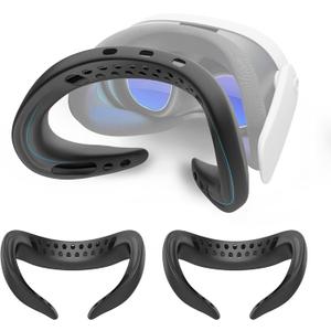 2-Pack Silicone Face Pad Compatible with Meta Quest 3, VR Cushion Replacement Covers for Headset - Black