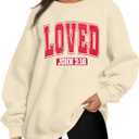 UNIQUEONE Valentines Sweatshirts for Women Love Sweatshirt Love Heart Graphic Pullover Cute Holiday Crewneck Long Sleeve Tops (Beige, S)