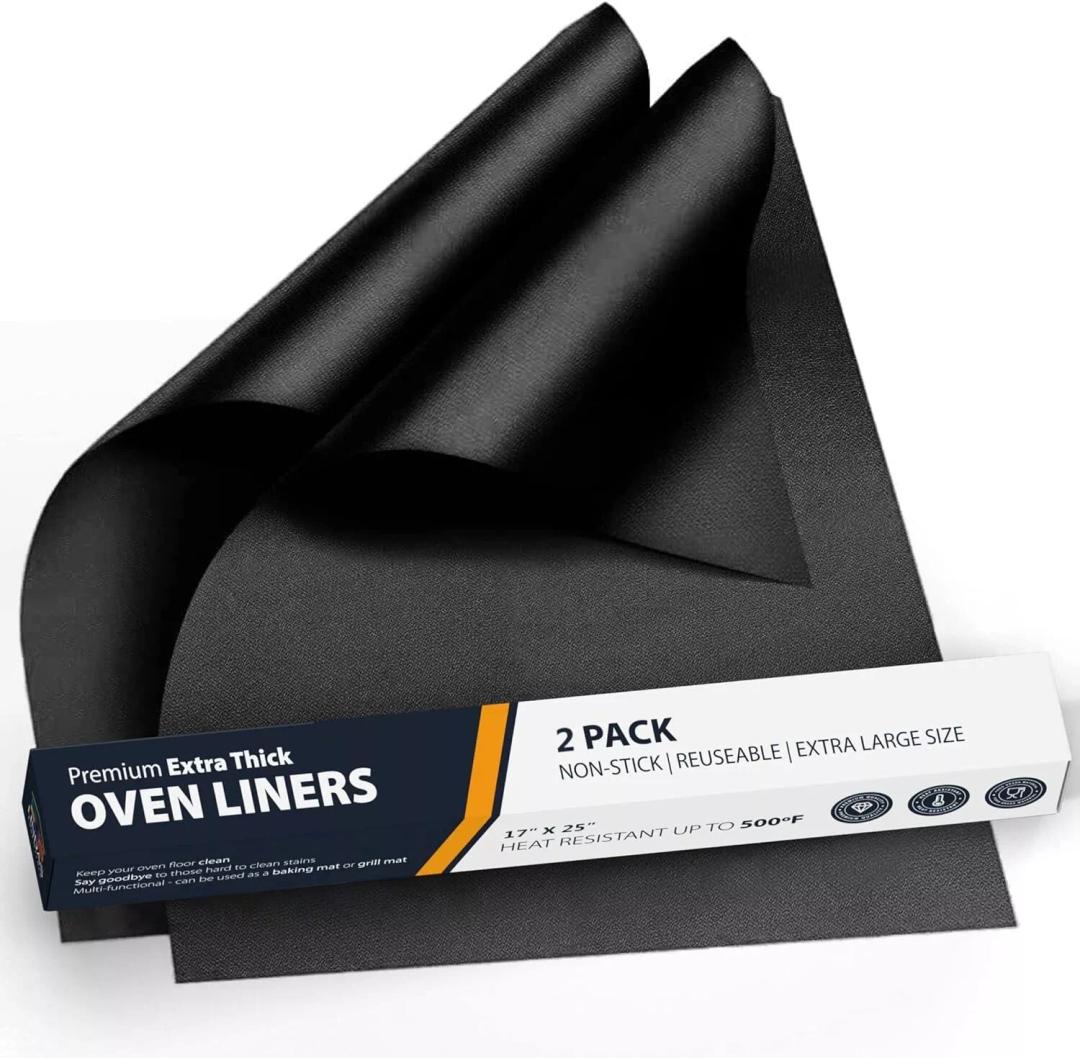 BLACK 17"x25" Non-Stick Oven Liners - 2-Pack for Electric/Gas Ovens - L3.71