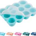 12x1.5oz Baby Food Freezer Tray with Clip Lid Light Green | Food Grade Silicone Storage Containers for Purees & Vegetables