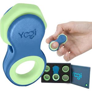Yogi Fidget Toy – Silent Sensory Spinner for Adults & Kids – Stress Relief Fidgets for ADHD, Anxiety – Fidget Toys for Adults – Includes 5 FingerFit Rings – Work, School & Travel – 2Pack