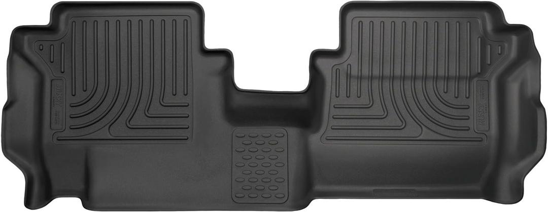 Husky Liners Weatherbeater Floor Mats | Fits 2014-2019 Ford Transit Connect Mini Passenger Van w/Long Wheel Base and 2nd Row Bench Seats | 2nd Row, 1-pc Black - 19691