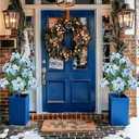 2 Pcs 3.6FT Topiary Trees Artificial Outdoor, Faux Flowers Violet Tree UV Resistant Shrubs for Indoor Planters Outdoor Porch Halloween Decoration (Blue)