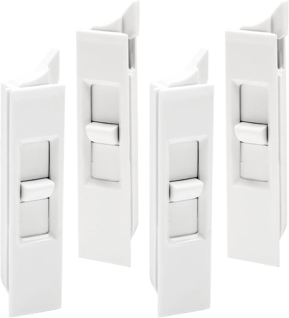 Biaungdo 2 Pairs Tilt Latch, Plastic Construction Window Tilt Latch Replacement, White Snap-in Latch Pairs Spring Loaded Window Latch Lock for Window Replacement Parts(Style A)