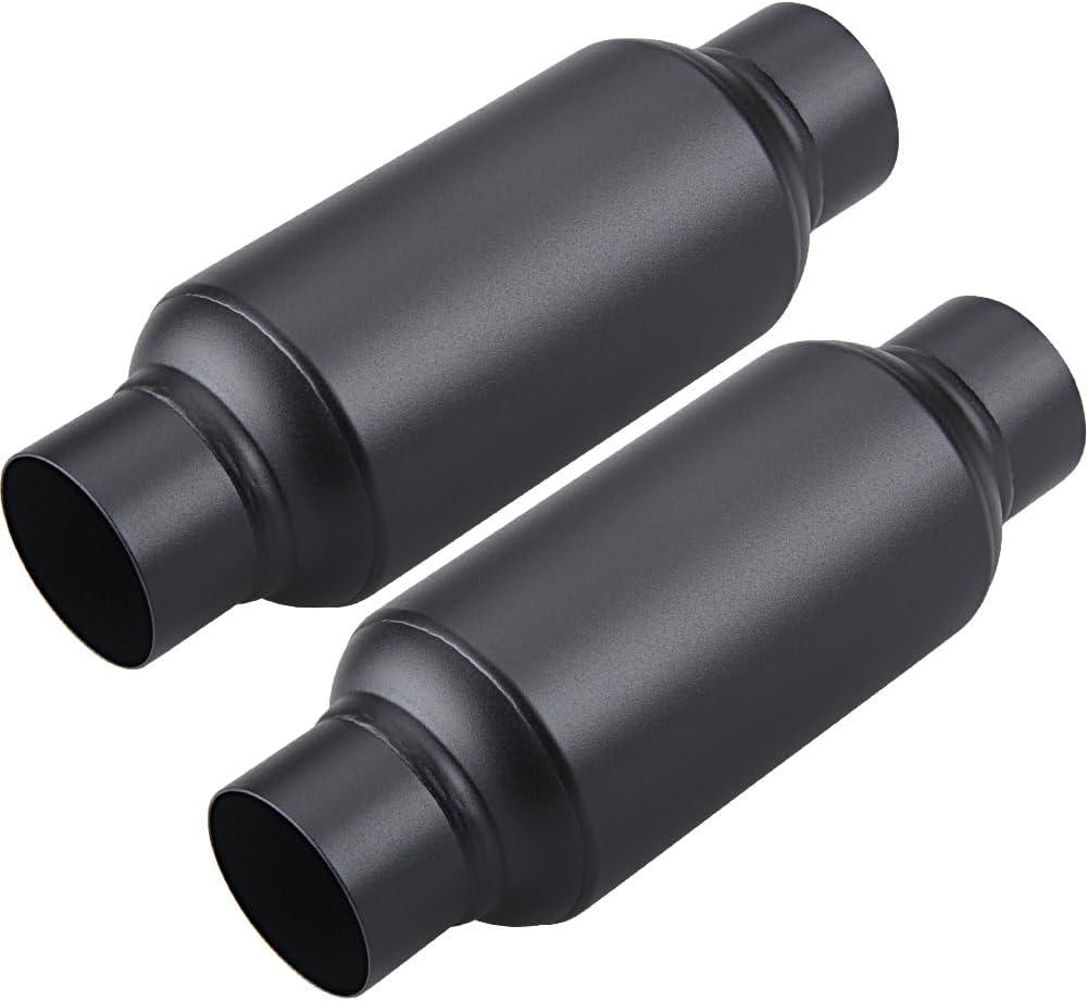 LCGP 2 Pack 2.5'' Inlet & 2.5" Outlet, Universal Resonator, 11.5'' Overall Length Stainless Steel Muffler/Weld On
