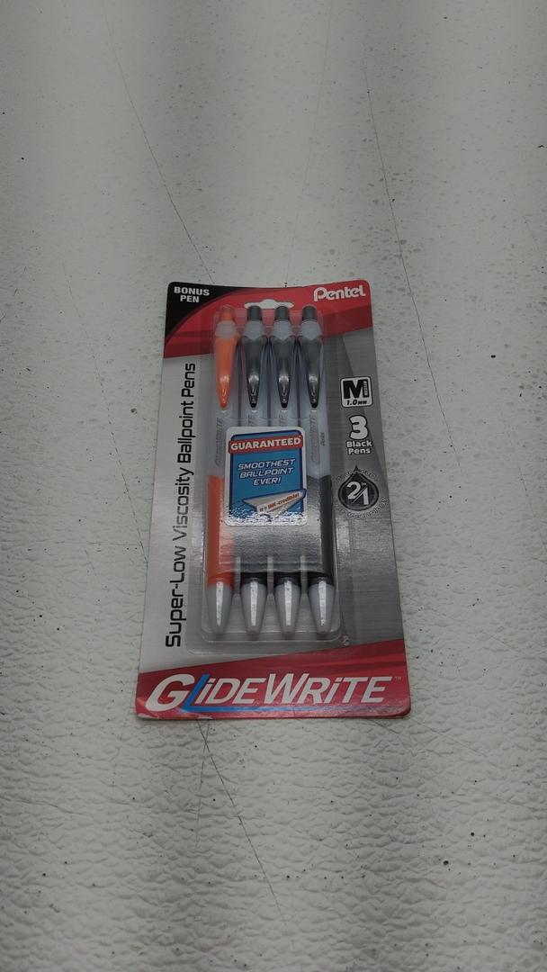 GlideWrite Ballpoint Pen with TechniFlo Ink, (1.0mm) Medium Line, Black Ink Orange