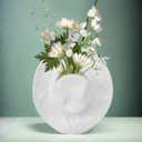 Vase White Hanging Vase, Ceramic Cowboy Hat Wall Plant Holder, Unique Modern 3D Wall Art Decoration (7"x6.7")