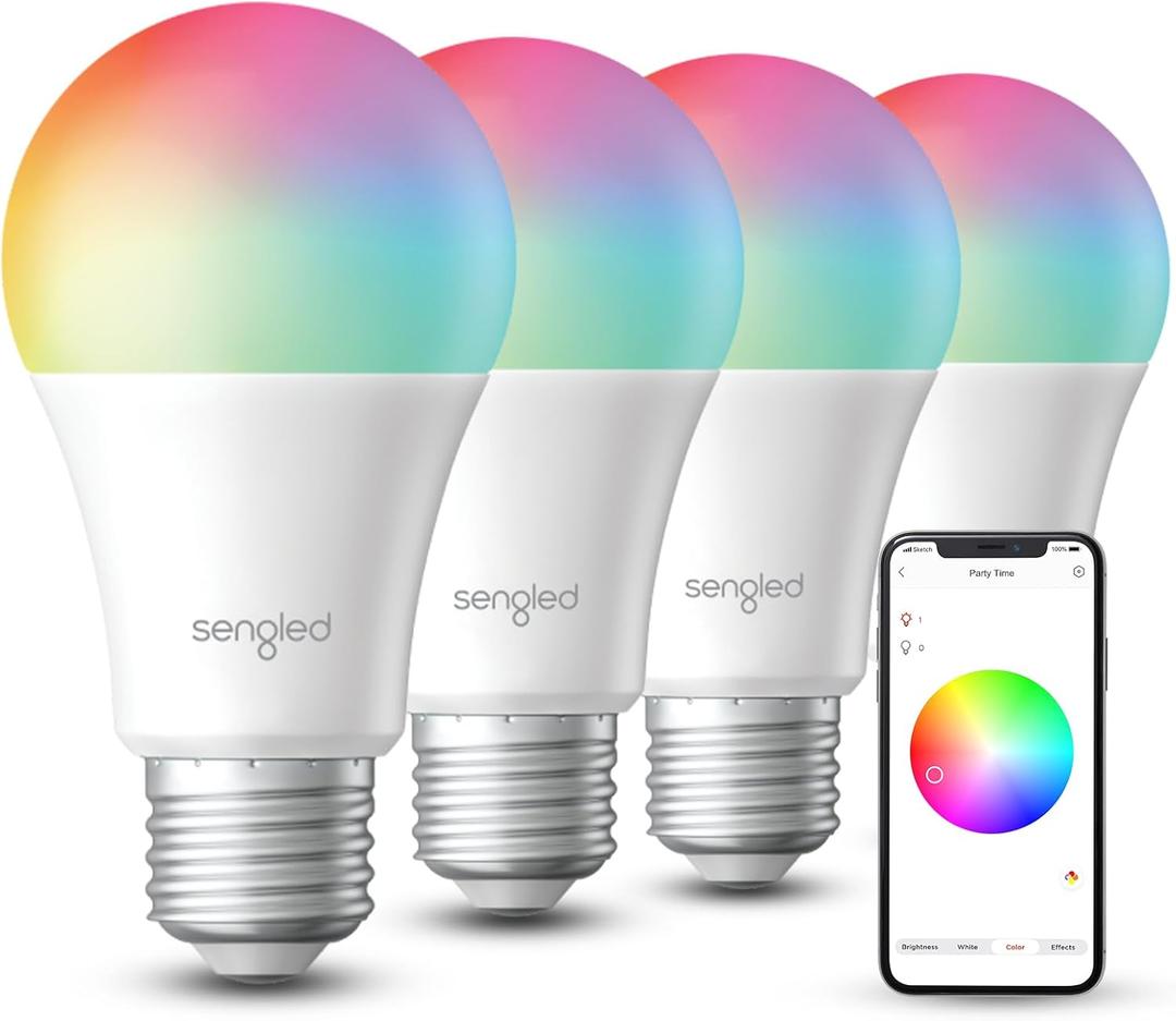 Sengled Dual Mode Smart Light Bulbs with Remote & App Control, Color Changing Bulbs, RGBW LED Light Bulbs 2700K-6500K Dimmable, 60W, Local Group Control (4P No Remote, No Support Alexa & Google)