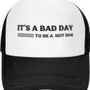 Funny Trucker Hat Gag Gifts Adjustable Mesh Hats Drinking Joke Baseball Cap for Men Women (One Size, It's a Bad Day to Be a Hot Dog)