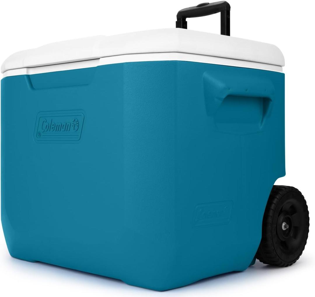 Coleman Chiller Series 60qt Wheeled Portable Cooler Insulated Hard Cooler with Ice Retention & Heavy-Duty Wheels & Handle Great for Camping Tailgating Beach Picnic Groceries Boating & More