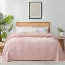 Snuggle Sac Pink Ribbed Queen Size Blanket for Bed, Soft Luxurious Bedding Blankets, Large Fuzzy Plush Microfiber Blankets Pink, 90x90 inches