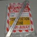 Temporary No Parking Construction Zone Tow Away Sign Do Not Block 14" x 10" With 35" Long Metal Stake Private Property Driveway Road With Stand Aluminum Outdoor Yard Business Home