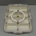 Divided Snack Serving Tray with Lid and Handle Travel Snackle Charcuterie Container Portable Storage Organizer for Candy, Fruits, Nuts, Snacks, Party, Picnic 2 Packs White