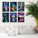 6 Pack Paint by Numbers Kit for Adults-Aurora Adult Paint by Number Kits on Canvas for Beginners,Nature Scenery DIY Acrylic Number Painting Kits for Home Wall Decor Gift 11.8x15.7Inch (Without Frame) (YH01583)