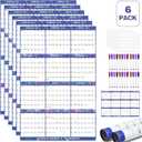 6pcs 24" x 36" 2026 Wall Calendar Dry Erase - Large Starry Sky Calendar Wet & Dry Erasable Laminated 12 Month Annual Yearly Planner, Reversible, Horizontal/Vertical (2026 Wall Calendar)