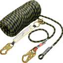 VEVOR Vertical Lifeline Assembly, 0.55'' x 50' Fall Protection Rope with 30 KN Breaking Tension, Polyester Roofing Rope with Steel Snap Hooks, Rope Grab, and Shock Absorber, ANSI Compliant