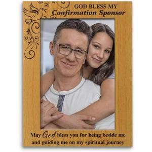Gerrii God Bless My Confirmation Sponsor Picture Frame Confirmation Sponsor Gifts May God Bless You for Being Beside Me and Guiding Me on My Spiritual Journey Thank You Gift for Display Photo 4" x 6"