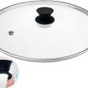 Glass lid for Large Pots and Pans, 14.25 Inch Cover for Replacement, Commercial Lid for Cookware, Frying Pans, Stockpot, 36.2 cm Lid Dishwasher safe and oven safe up to 400F (Black)