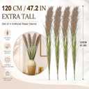 Wavwavw 4 Stem 4ft Artificial Pampas Grass Tall Reed Grass Decor,Green Grey